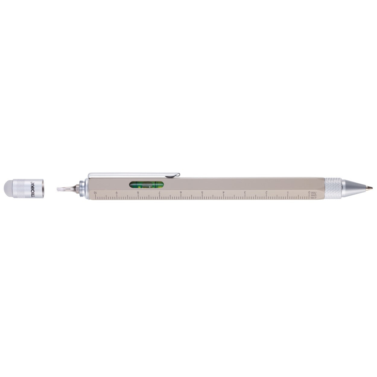 TROIKA Multitasking Ballpoint Pen Mini Tool CONSTRUCTION Stone Grey