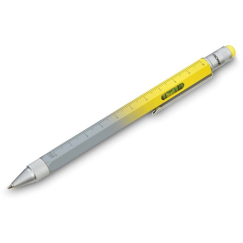 TROIKA Ballpoint Pen with Integrated Mini-Tools CONSTRUCTION Grey/Yellow