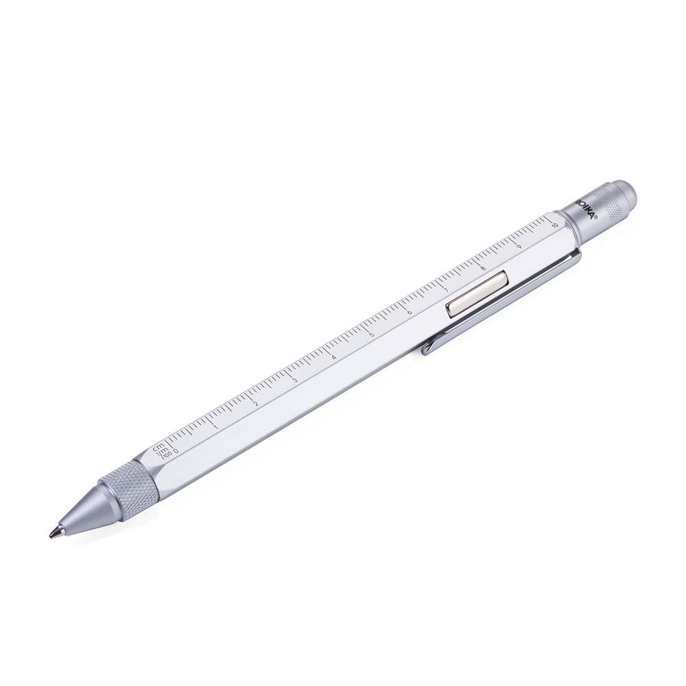 TROIKA Multitasking Ballpoint Pen with Magnet CONSTRUCTION MAGNET - Silver